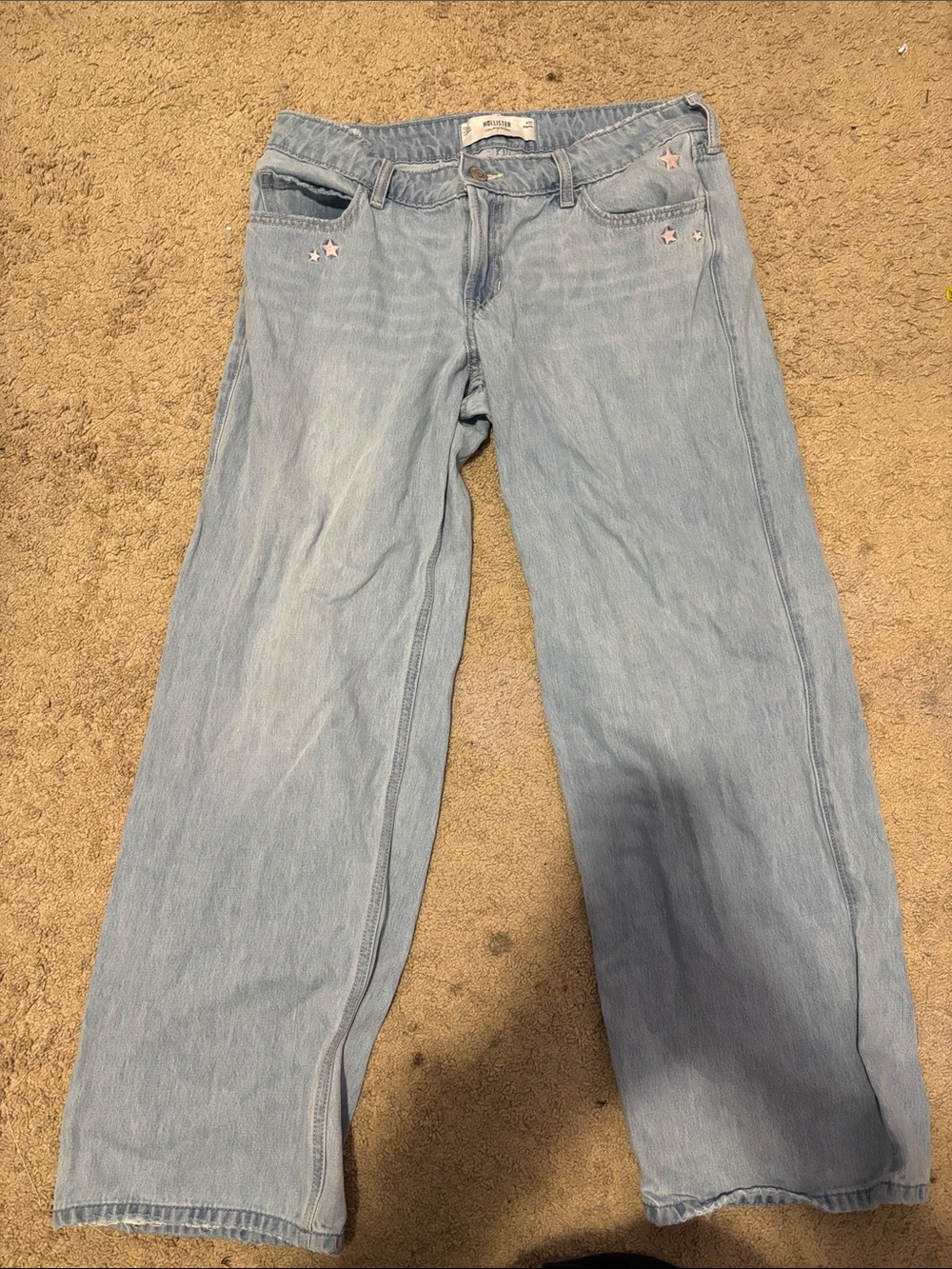 Hollister Light Blue Wide Leg Jeans with Star Studs